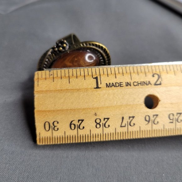Womens Knuckle Ring Amber Stone Center Stud Accents Size 7 3/4 Copper Color - Picture 8 of 8